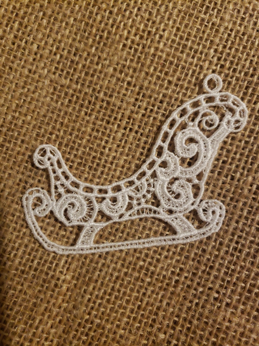 White Lace Sleigh Ornament - Elegant Holiday Accent Christmas
